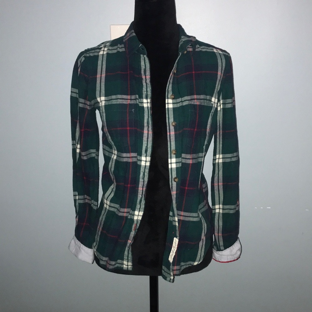 Green, white, blue and red Flannel